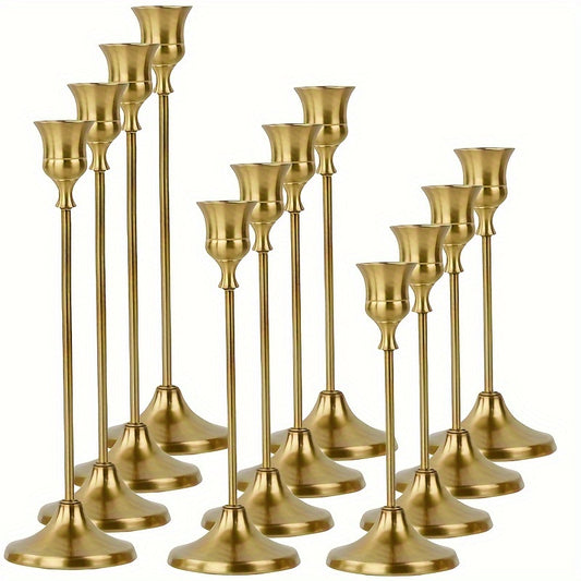 Metal Bell Candlestick Holders 6 or 12 Pack, Vintage Copper & Black Table Centerpiece Decor for Wedding, Christmas, Halloween, Anniversary & Dinner Party – Candle Holders for Home & Hotel (No Candle)