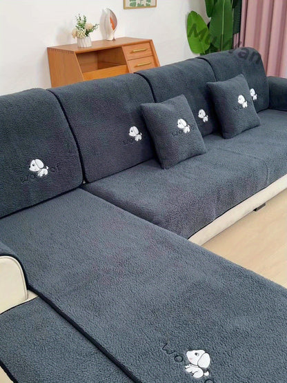 Sherpa Sofa Cover for Pets – Thick Plush Non-Slip Couch Protector Slipcover for Dogs & Cats, Furniture Protection Cover for Sofa Seat, Backrest, Armrest & Cushion, Bedroom Living Room Office