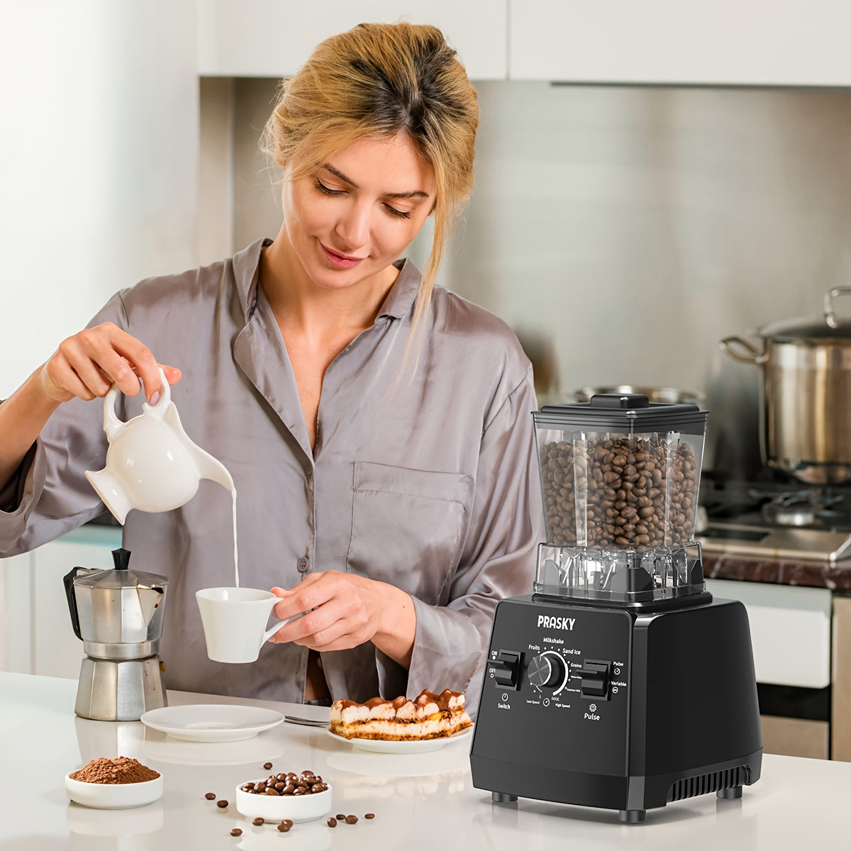 Countertop Blender 2400W 68oz Professional Food Processor, 25000RPM Powerful Smoothie Blender for Kitchen with 2 Containers, Ice Crushing Milkshake Juice Sorbet Grinder Combo in 7 Colors