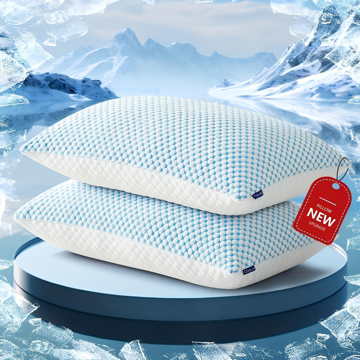 Cooling Bed Pillows 2 Pack – Hotel Quality Non-Collapsing Down Alternative Pillows with Memory Foam Filling, Polyester & Viscose Cover, Machine Washable, Queen & King Size for Side, Back & Stomach Sleepers
