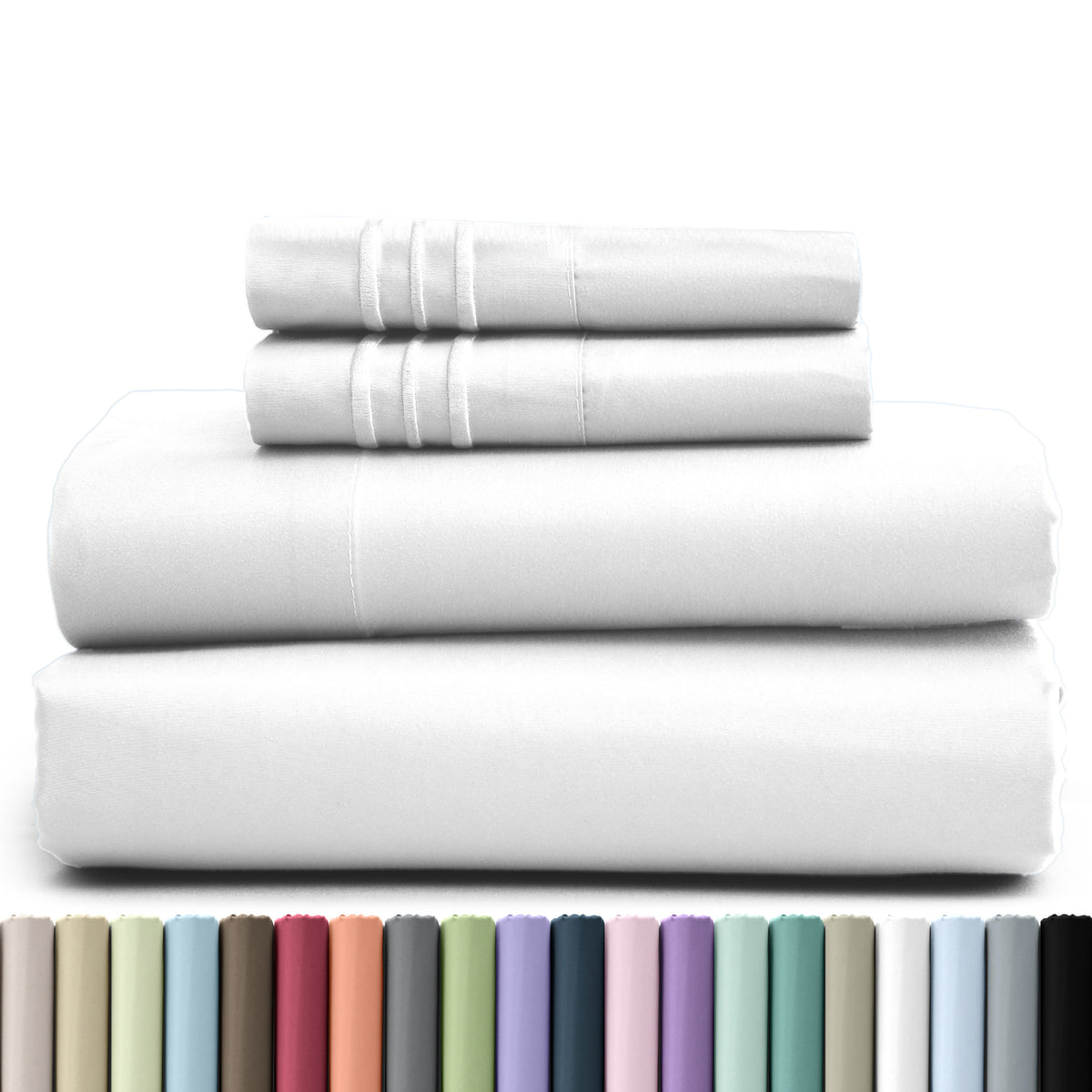 1800 Series Bed Sheets Set 4 Pieces – Brushed Microfiber Deep Pocket Sheet Set with Pillowcases, Cooling & Breathable Bedding for All Seasons, Fade Resistant, Fits Mattresses Up to 16 Inches