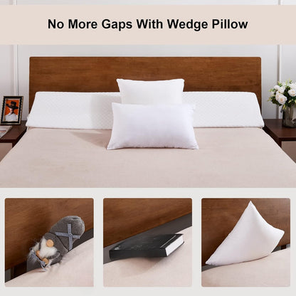 Bed Wedge Pillow Bed Gap Filler – Mattress Wedge Headboard Pillow to Close Gap Between Headboard & Wall, Backrest Support Pillow for Sleeping & Reading in Bed