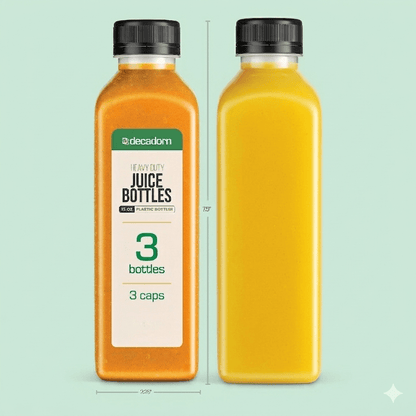 Juice Bottles with Caps 16oz BPA-Free Leak-Proof Tamper Evident - Shatterproof Clear Plastic Juice Containers for Fridge, Smoothie Bottles, Cold Press Juice, Meal Prep - 3, 20 & 40 Pack Options