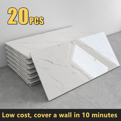 Peel and Stick Marble Tile Wall Panels 20/40 Pack – Self-Adhesive Waterproof Removable Wall Stickers 23.62x11.81 Inch for Kitchen Backsplash Bathroom Living Room Office, Easy Install Home Decor