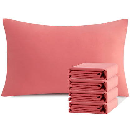 Pillowcases 4 Pack Queen Size Brushed Microfiber – Envelope Closure Soft Wrinkle-Free Fade-Resistant Solid Color Pillow Cases, 20x30 Inch, 32 Colors
