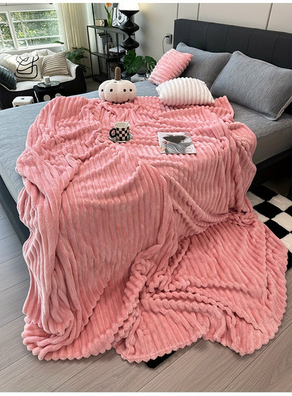 Faux Rabbit Fur Fleece Blanket Ultra-Soft 3D Double-Sided Throw – All-Season Plush Blanket for Bed, Couch & Travel, Multi-Color in 4 Sizes: White, Pink, Gray, Khaki, Purple & More