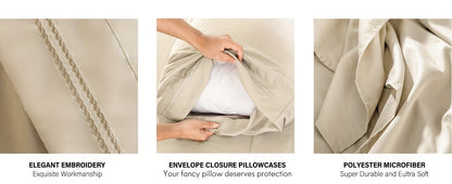 Fitted Sheet Deep Pocket Microfiber - Soft Breathable Cooling Bed Sheet Twin Full Queen King, Wrinkle & Fade Resistant, 14 Colors Available for Bedroom Dorm Guest Room
