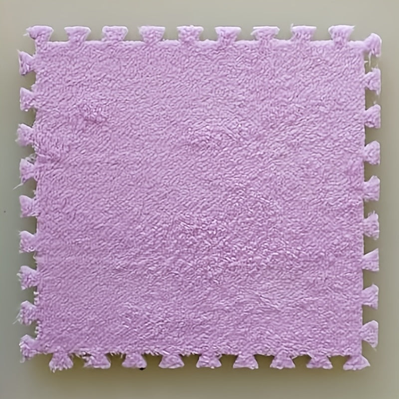 Interlocking Foam Floor Tiles 12pcs EVA Non-Slip Washable – Soft Solid Color Puzzle Mat for Bedroom Living Room Kids Play Area Pet Space, Grey Pink Apricot Purple