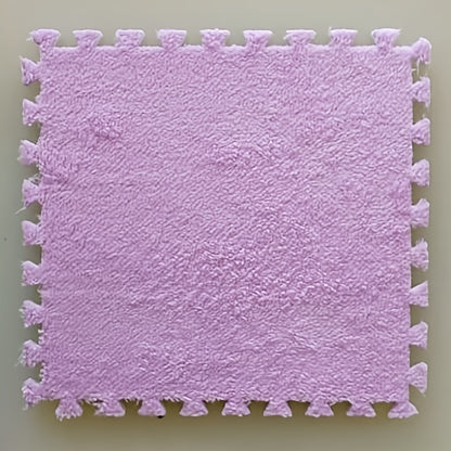 Interlocking Foam Floor Tiles 12pcs EVA Non-Slip Washable – Soft Solid Color Puzzle Mat for Bedroom Living Room Kids Play Area Pet Space, Grey Pink Apricot Purple