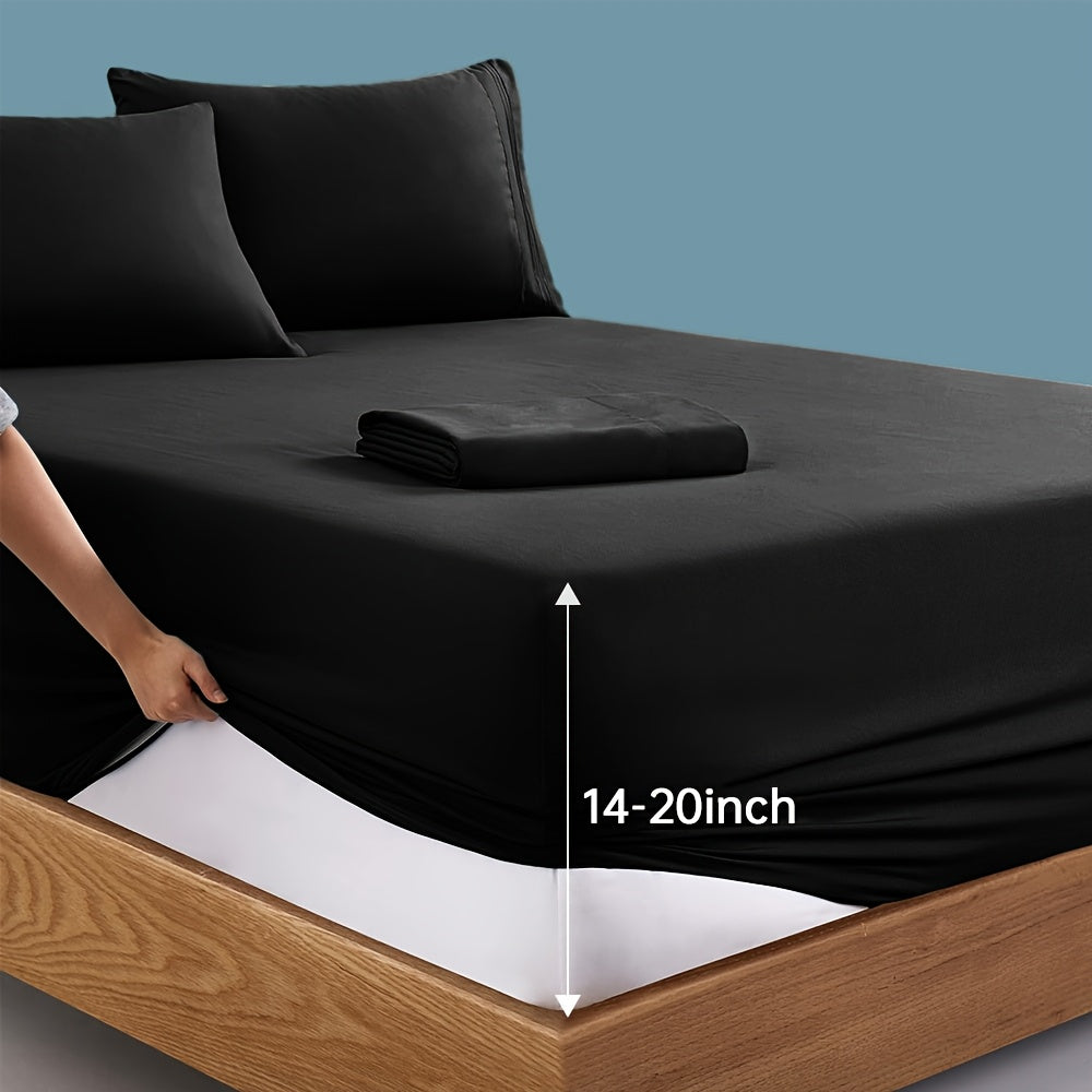 Deep Pocket Bed Sheets Set 4 Piece Hotel Luxury 2000 Thread Count Microfiber Fitted Sheet Twin Full Queen King Up to 20 Inch – 8 Colors Soft Breathable Wrinkle Resistant Bedding