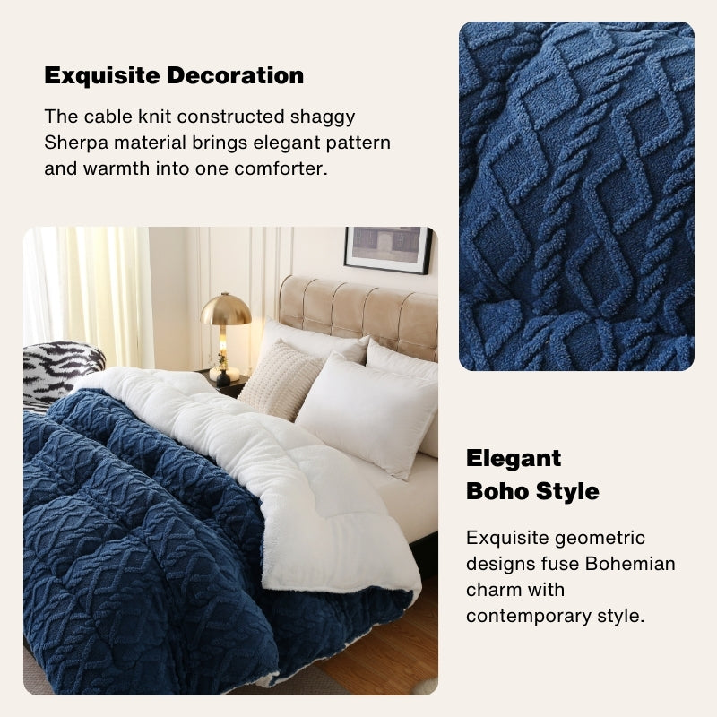 Plush Comforter Queen King Twin XL Full Extra Thick 500GSM Double-Sided Taffeta Soft Warm Fluffy Bedding for Autumn Winter – Grey Beige Blue Pink Luxury Cozy Comforter