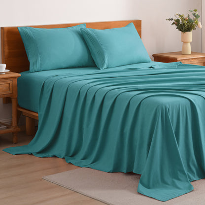 Cooling Bed Sheet Set 3/4 Piece 18 Inch Deep Pocket, Soft Breathable Microfiber Sheets for Hot Sleepers Hotel Luxury Summer Bedding Twin Full Queen King, 12 Colors Available