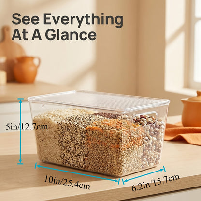 Pantry Organizer Bins with Lids 6 Pack Clear Stackable Storage Containers with Handle for Kitchen Fridge Cabinet Closet Bathroom Bedroom