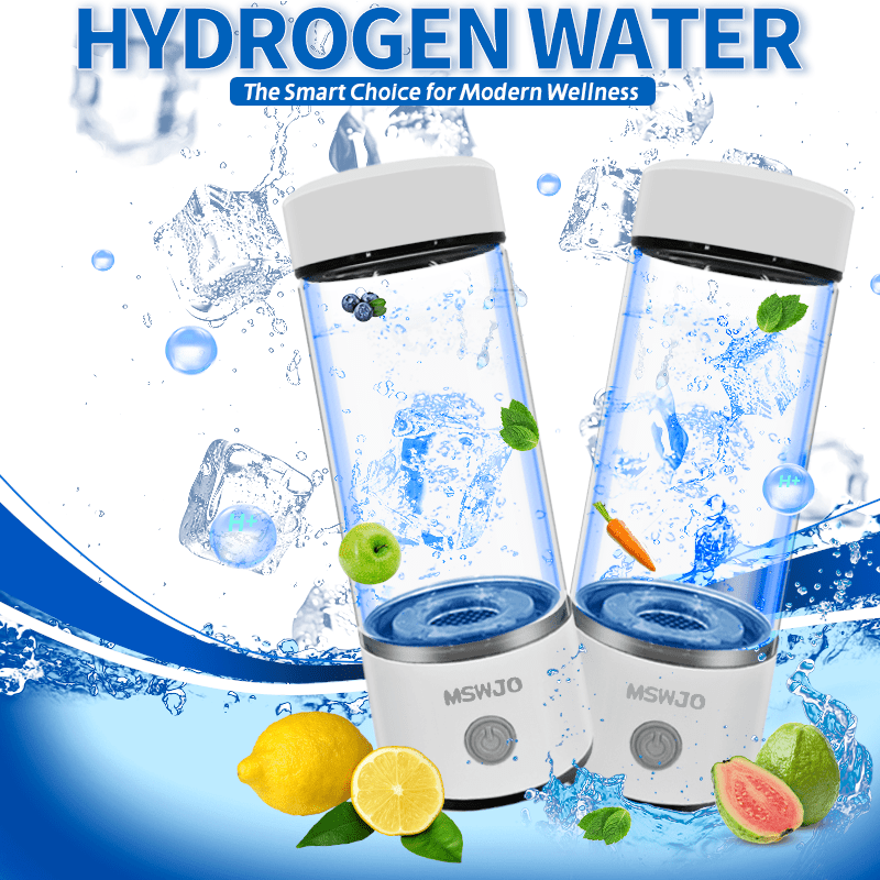 Hydrogen Water Bottle Generator 420ml SPE PEM Technology, Portable Water Ionizer Produces 1600ppb Hydrogen-Rich Water in 3 Min, Borosilicate Glass Hydro Water Machine for Office Travel Fitness