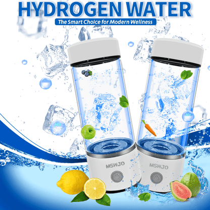 Hydrogen Water Bottle Generator 420ml SPE PEM Technology, Portable Water Ionizer Produces 1600ppb Hydrogen-Rich Water in 3 Min, Borosilicate Glass Hydro Water Machine for Office Travel Fitness
