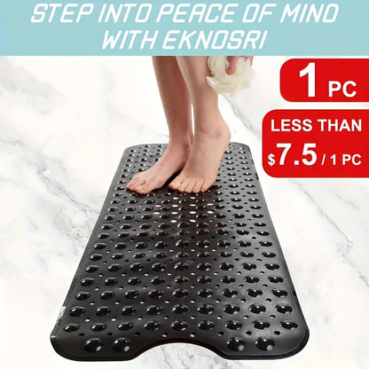 Non-Slip Bathtub Mat with Suction Cups Extra Long – Machine Washable Quick-Dry Shower Mat with Drain Holes, Textured Safety Bath Rug for Bathroom Tub & Wet Areas, 2pcs Set