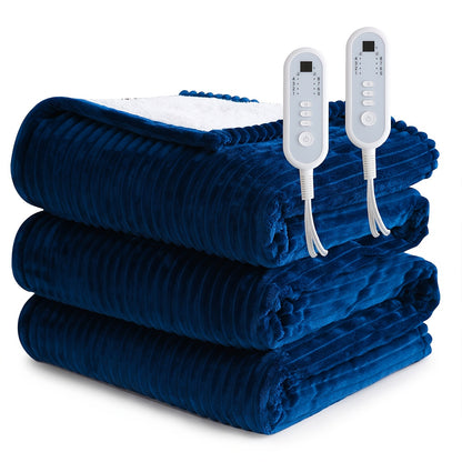 Heated Blanket Electric Flannel with 8 Heat Settings & 10-Hour Auto Off Timer, PTC NTC Dual Overheat Protection, Machine Washable Electric Blanket Throw Twin Full Queen King for Bed Couch Sofa