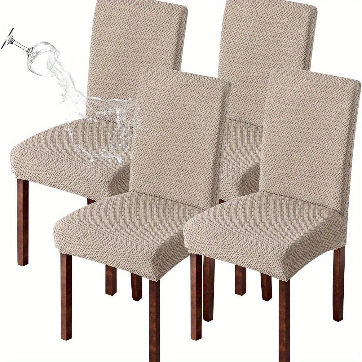 Chair Covers for Dining Room Set of 4 & 6 - Stretch Polar Fleece Jacquard Slipcovers with Elastic Band, Machine Washable Removable Seat Covers for Kitchen Dining Chairs, Multiple Colors