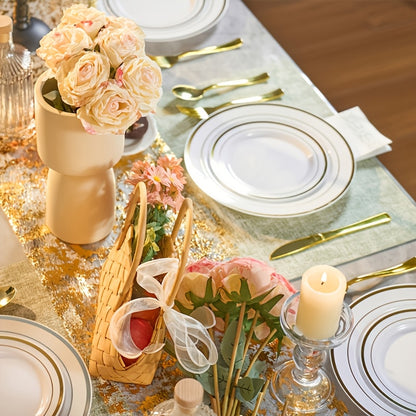 Disposable Plates for Parties 350/700 Piece Dinnerware Set with Dinner Plates, Salad Plates, Cups, Cutlery & Napkins – Gold & Silver for Wedding, Birthday, Graduation, Holiday Celebrations