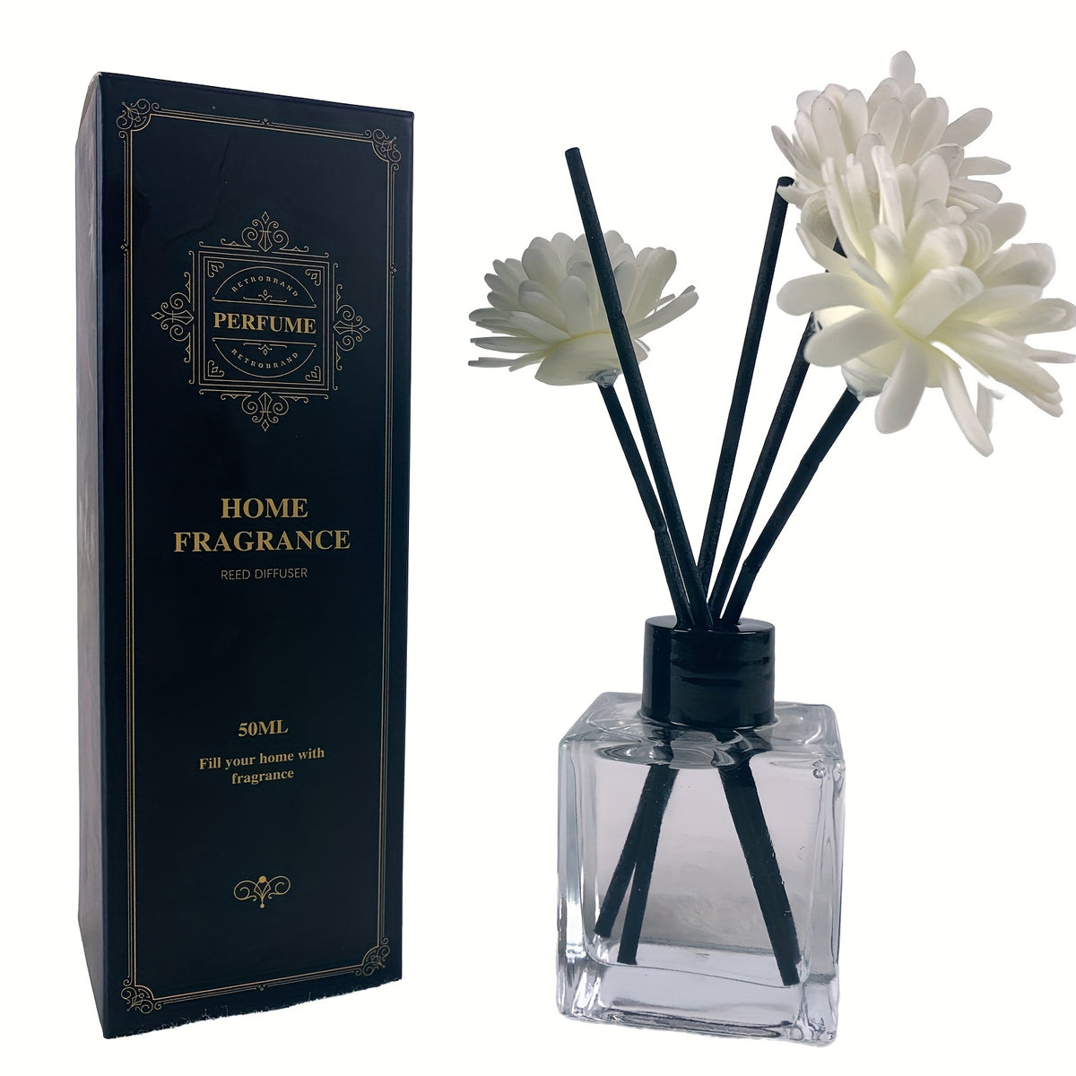 Reed Diffuser Set 50ml Aromatherapy Home Fragrance – Long-Lasting Scented Diffuser Sticks for Bedroom Living Room Office, Elegant Air Freshener Gift, 4 Scents: Gardenia Lavender Shangri-La Encounter