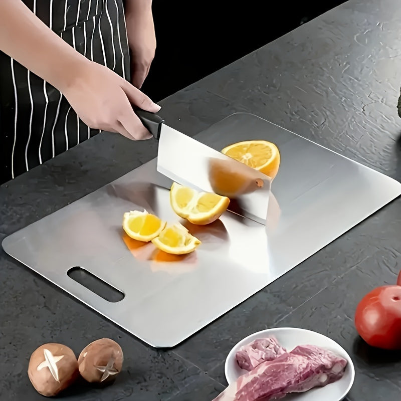 Stainless Steel Cutting Board Set of 3 - Rust-Resistant BPA-Free Dishwasher Safe Kitchen Prep Boards, Antibacterial Metal Chopping Board Set Small Medium Large for Meat Vegetables Fruits