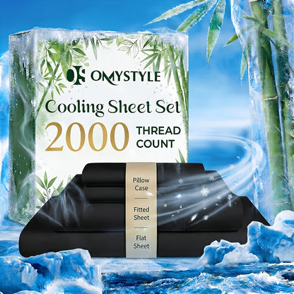 Bamboo Cooling Bed Sheet Set Twin Full Queen King - Breathable Moisture-Wicking Soft Sheets for Hot Sleepers, 4-Piece with Fitted Sheet Flat Sheet Pillowcases, 9 Colors