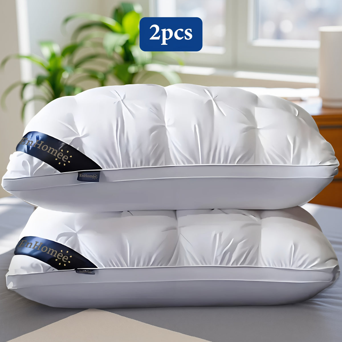 Hotel Quality Bed Pillows 2 Pack 900g Polyester Fill Twisted Flower Pattern Adjustable Loft Soft Breathable Pillow for Side Back Stomach Sleepers White Light Gray Dark Gray