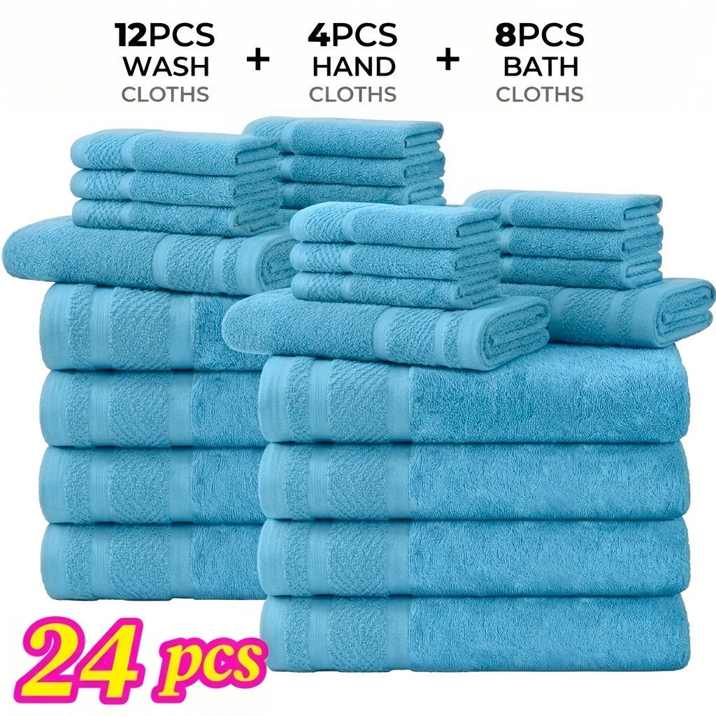 Bath Towel Set 12 or 24 Piece Hotel Quality Cotton Highly Absorbent Quick Dry – Bath Towels Hand Towels Washcloths for Hotel Spa Gym Home Bathroom Dark Gray White Orange Blue Purple Navy