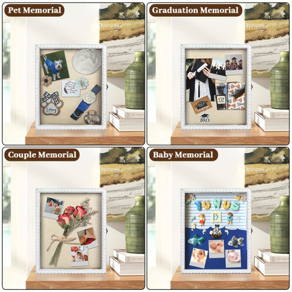Shadow Box Frame with Linen Back 11x14 12x16, Large Rustic Memory Display Case with 4 Removable Shelves for Flowers Pictures Championship Rings Medals Coins Pins Collection Home Decor Wall Display