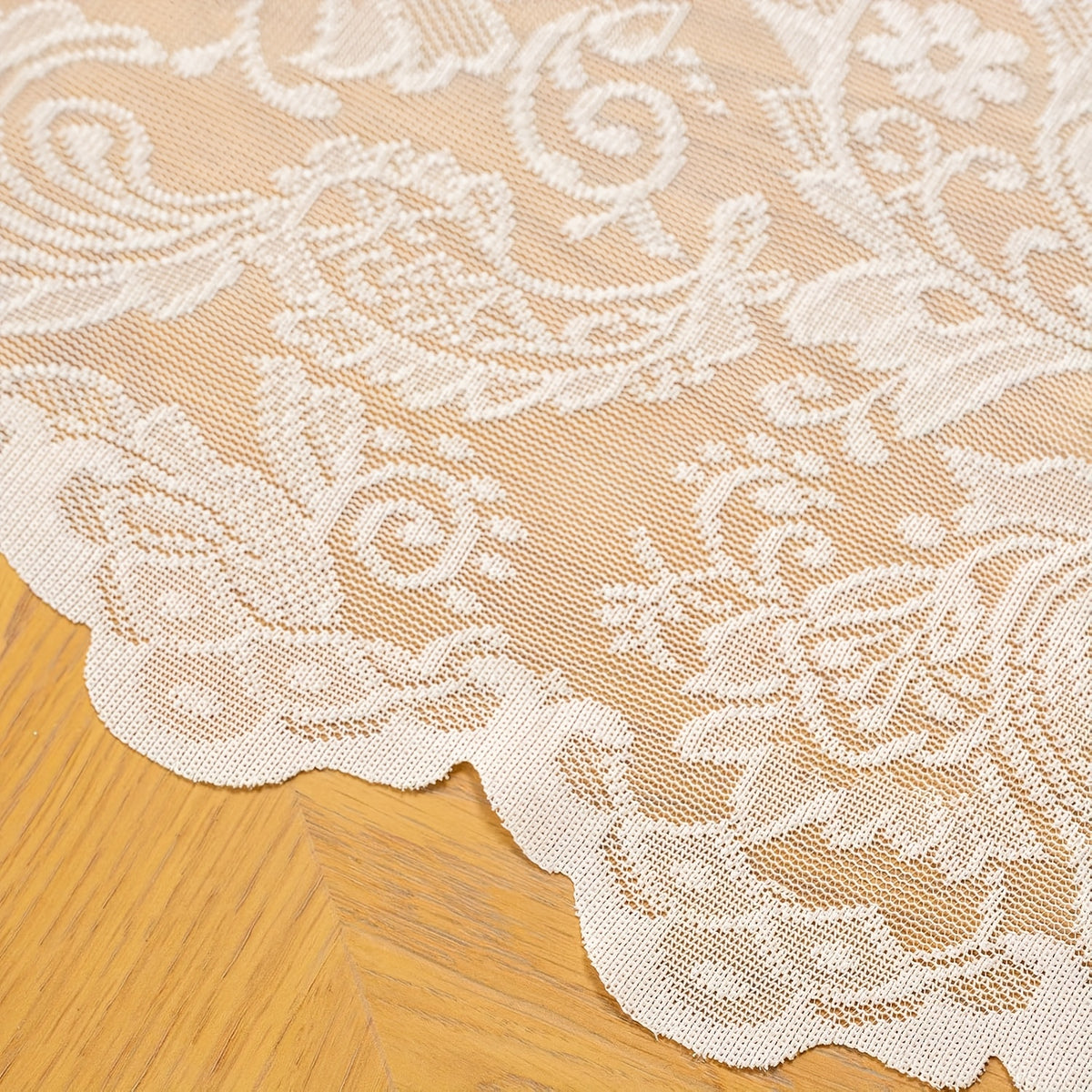 Lace Tablecloth Rectangular Floral Embroidered Wedding Dinner Table Cover - White & Black, Multiple Sizes, Polyester Machine-Made Holiday Home Decor