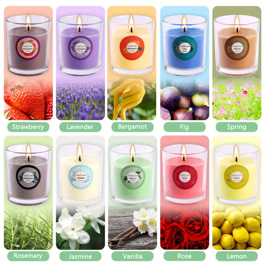 Scented Soy Wax Candles Gift Set 20 Pack, 10 Aromas Lavender Vanilla Jasmine in Glass Jars with Dried Flower Labels, Individually Wrapped Aromatherapy Candles for Birthday Christmas Valentine Wedding Home Decor
