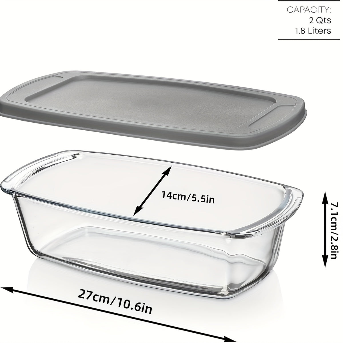 Glass Loaf Pan with Lid Large Capacity 1.9Qt – Microwave & Oven Safe Bread Baking Dish with Handle, Stackable Sealable Glass Baking Pan for Bread, Cakes & Food Storage, Kitchen Baking Supplies