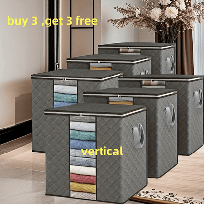 Extra Large Nylon Storage Bags 6pcs (Buy 3 Get 3) - Thick Gallon Organizer Bags with Reinforced Ribs & Top Handles for Clothes, Bedding, Blankets - Under Bed Storage, Foldable Space Saver