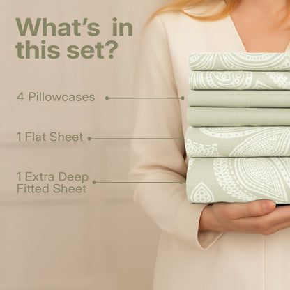 Deep Pocket Fitted Sheet Set 4-Piece Microfiber Soft Brushed Polyester Wrinkle Free Bed Sheets 10 Colors Twin Full Queen King California King