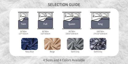 Sherpa Fleece Blanket 500GSM Three-Layer Warm Throw Blanket for Sofa Couch Bed Camping - Soft Plush Blanket All Seasons Navy Blue Beige Dark Gray Tie-dye Grey