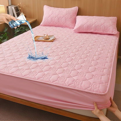 Waterproof Fitted Sheet Checkered Pattern Soft Breathable Mattress Protector - Lightweight Minimalist Bed Sheet for Twin Full Queen King - Pink Blue Green Khaki Black White Gray