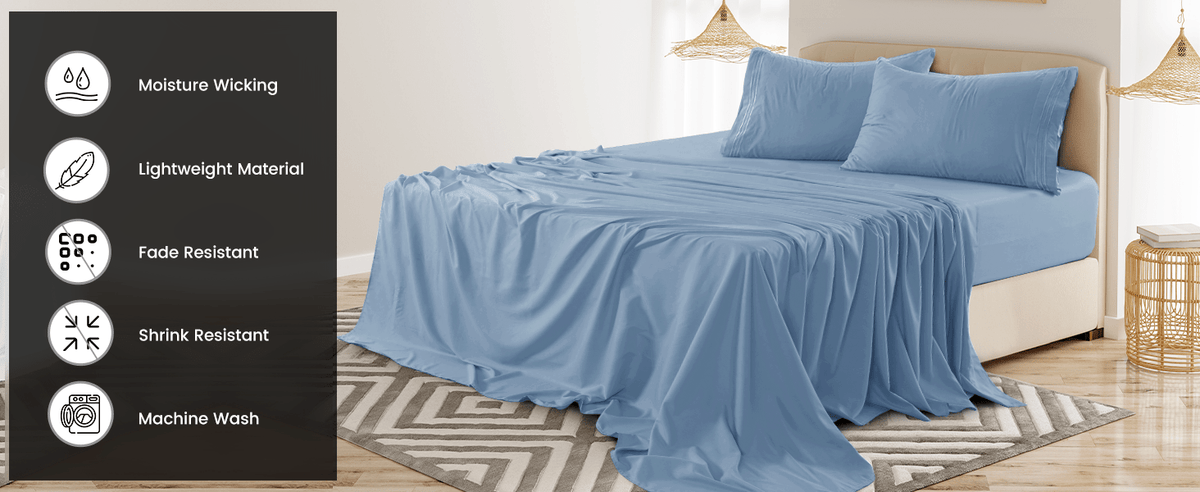 Soft Microfiber Bed Sheet Set 4-Piece 1800 Series 16 Inch Deep Pocket Hotel Luxury Cooling Sheets with Embroidered Pillowcases, Fade & Shrink Resistant, Twin to Cal King, 20 Colors