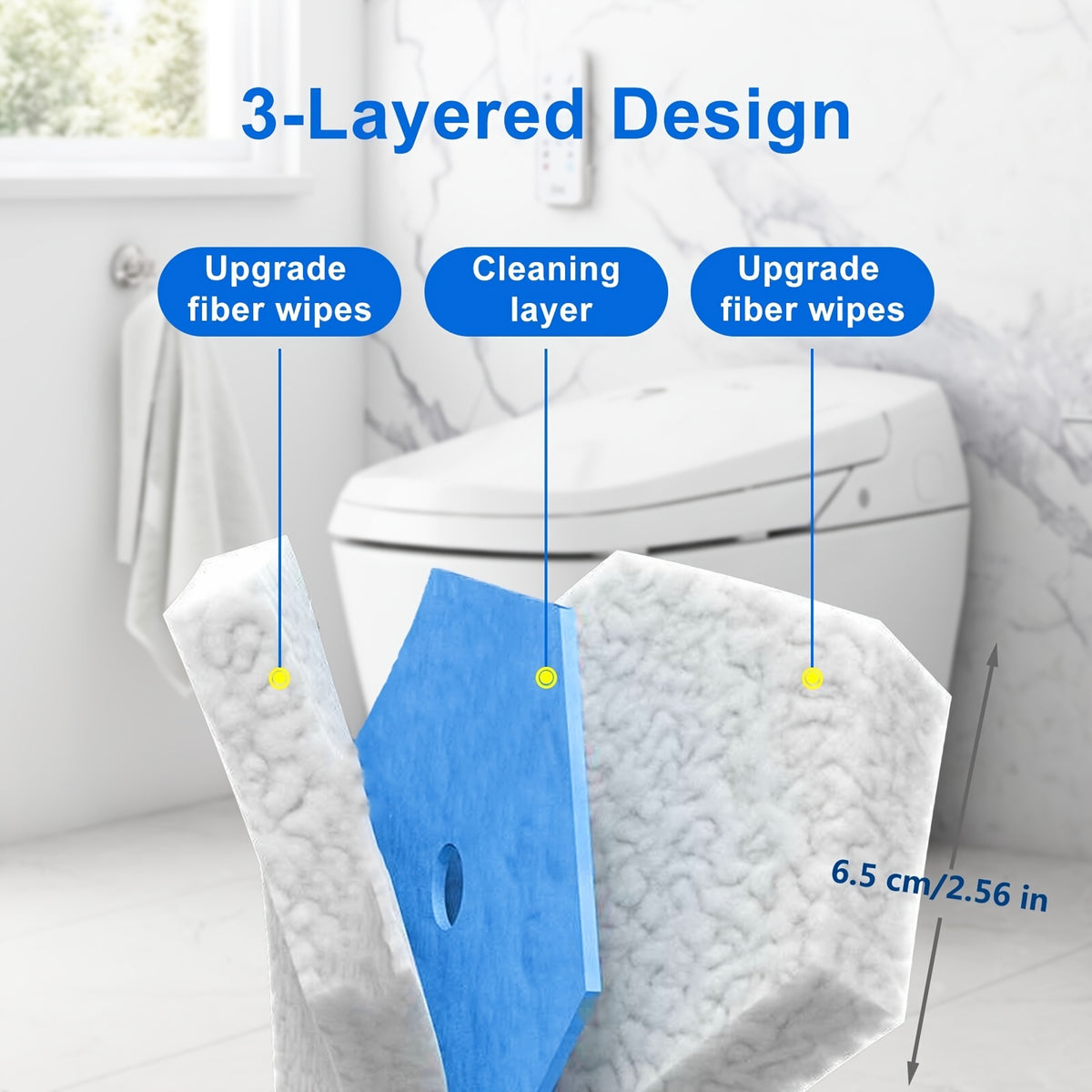Disposable Toilet Wand Refills 58 or 120 Pack, Toilet Brush Replacement Heads with Upgraded Fiber Bristles, Compatible with Clorox ToiletWand System, Deep Clean Toilet Bowl, Bathtub & Sink