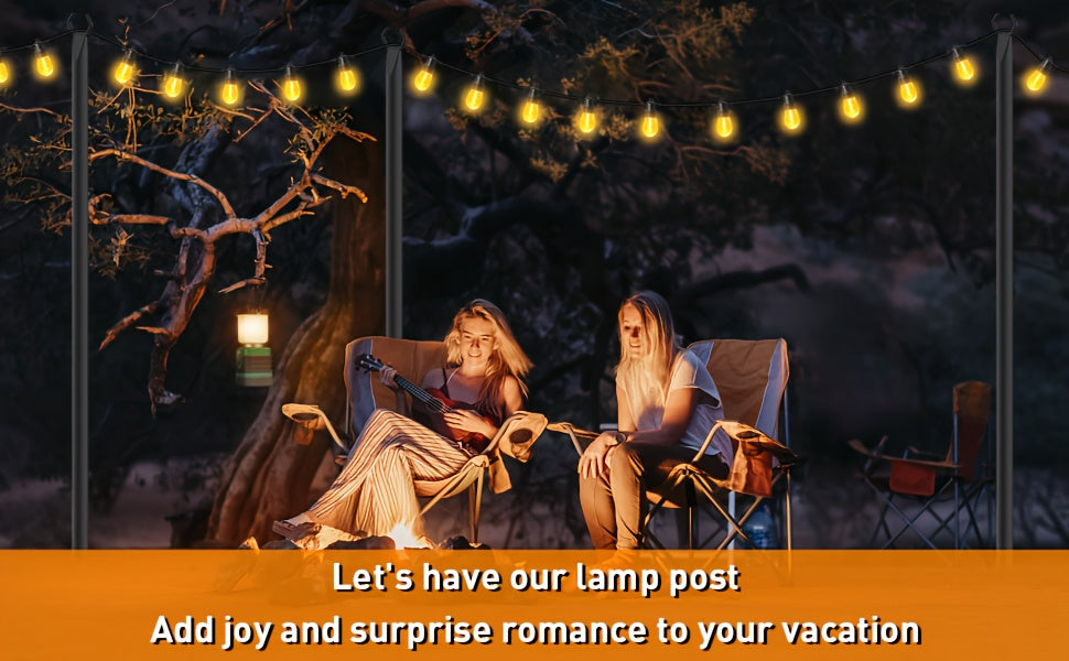 Outdoor String Light Poles 4 Pack 11.1FT Heavy Duty Rustproof Metal Ground Stake Stand for Patio Garden Backyard Wedding Halloween Fall Party Decor