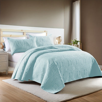 Quilt Set 3 Piece Soft Lightweight Bedding Set with 2 Pillowcases, Thin Comforter Set for Bedroom Guest Room Full Queen King, 10 Colors Washable Bed Quilt Cover Set