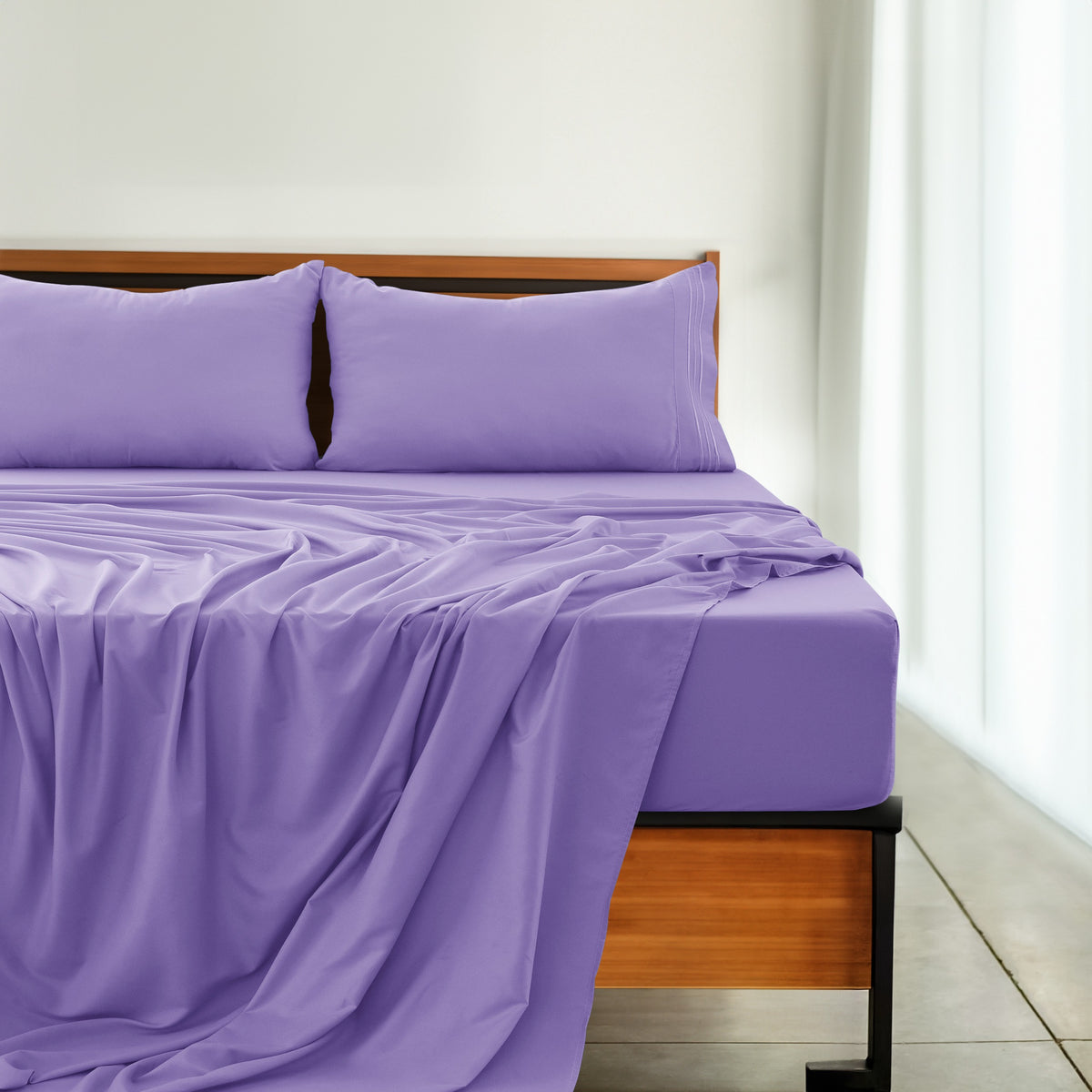 Soft Microfiber Bed Sheet Set 4-Piece 1800 Series 16 Inch Deep Pocket Hotel Luxury Cooling Sheets with Embroidered Pillowcases, Fade & Shrink Resistant, Twin to Cal King, 20 Colors