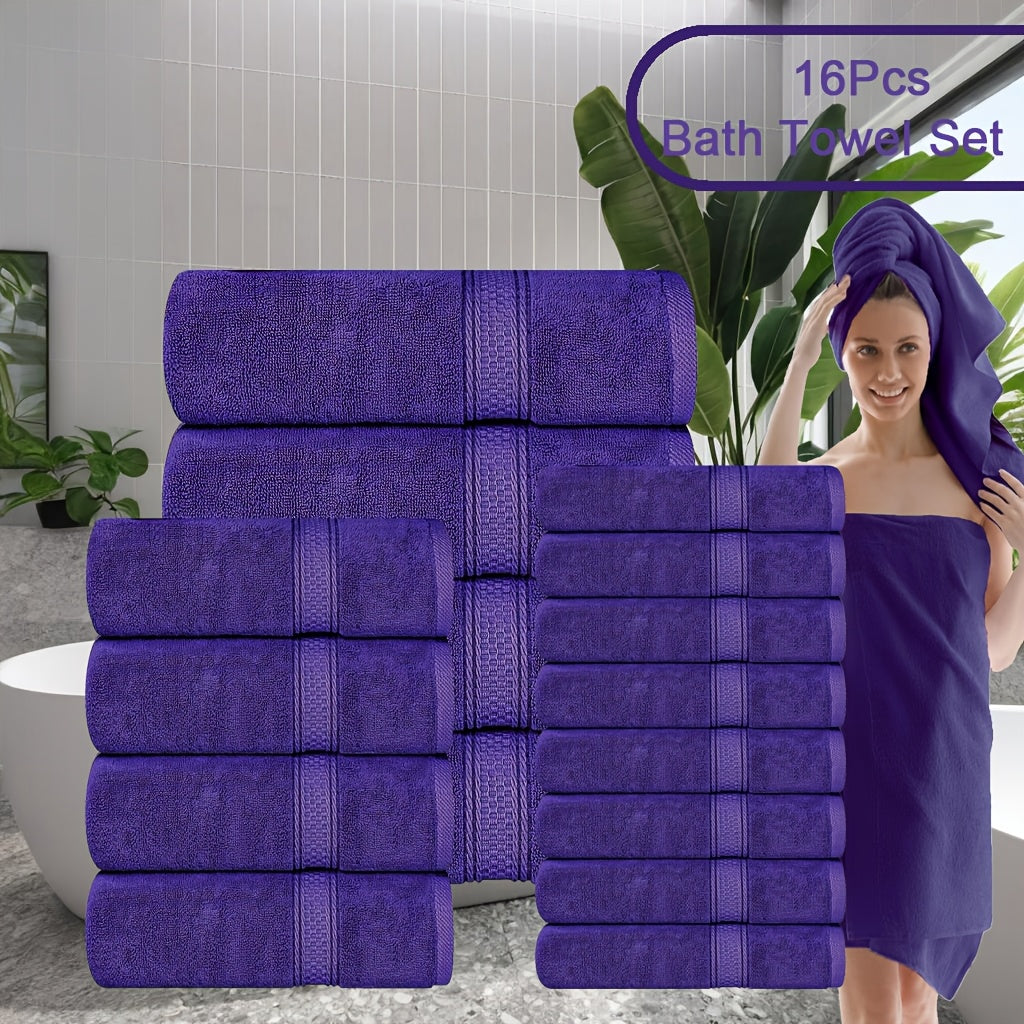 Towel Set 8 Piece & 16 Piece – Soft Absorbent Bath Towels, Hand Towels & Washcloths | Quick Dry Thickened Bathroom Towels for Home Hotel Spa | 12 Colors