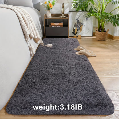 Fluffy Area Rug Non-Slip Soft Plush Carpet for Living Room Bedroom Kitchen Bathroom – Modern Home Decor Floor Mat Easy to Clean – Multiple Sizes & Colors Coffee Gray Black