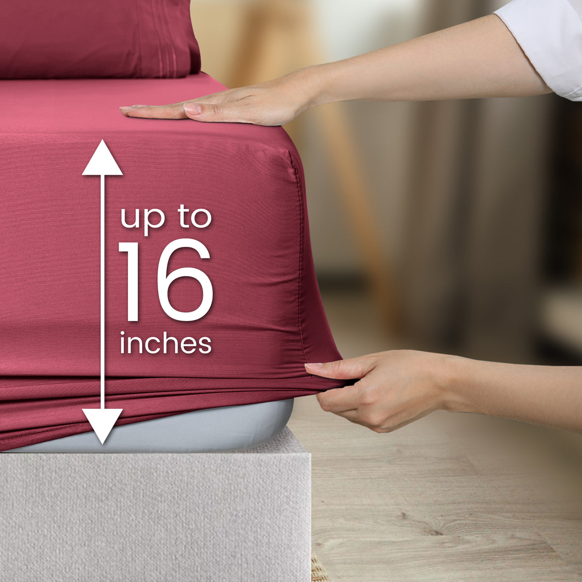 1800 Series Bed Sheets Set 4 Pieces – Brushed Microfiber Deep Pocket Sheet Set with Pillowcases, Cooling & Breathable Bedding for All Seasons, Fade Resistant, Fits Mattresses Up to 16 Inches
