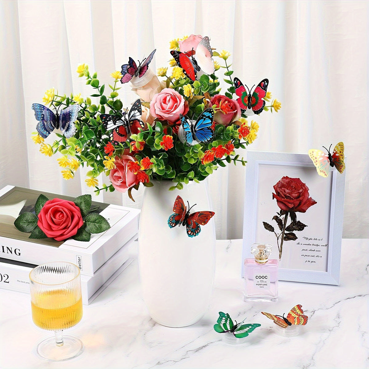 LED Butterfly Wall Decorations 30 Pcs 3D Butterfly Night Light Stickers for Bedroom Living Room Party Wedding Decor, Colorful Glowing Butterfly Wall Stickers Home Decor Gift, Random Color