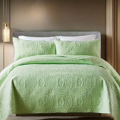 Quilt Set 3 Piece Soft Lightweight Bedding Set with 2 Pillowcases, Thin Comforter Set for Bedroom Guest Room Full Queen King, 10 Colors Washable Bed Quilt Cover Set