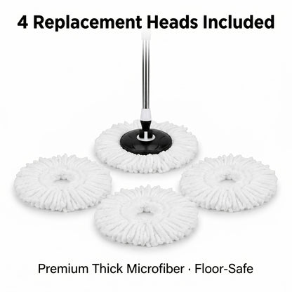 Spin Mop and Bucket Set with Wringer, 4 Microfiber Replacement Heads 42" Adjustable Handle, 360 Degree Spinning Mop Bucket System for Hardwood Tile Laminate Floor Cleaning, Standard Compact Upgrade with Soap Dispenser