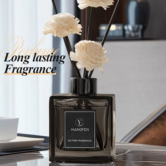 Reed Diffuser Set Gardenia Scent 1.69oz Black Glass with White Roses, No Fire Air Freshener for Home Bedroom Bathroom Office Decor, Long Lasting Aromatherapy Gift for Christmas Hanukkah Valentine