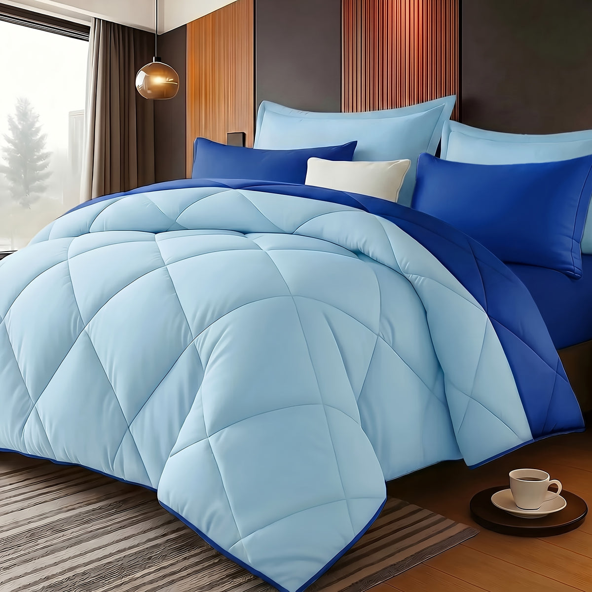 Quilt Comforter Set with Pillowcases Twin Queen King - Soft Breathable Diamond Pattern Lightweight Bed Quilt 2/3 Piece, 20 Colors Blue Purple Green Red Black Orange Brown