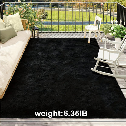 Fluffy Area Rug Non-Slip Soft Plush Carpet for Living Room Bedroom Kitchen Bathroom – Modern Home Decor Floor Mat Easy to Clean – Multiple Sizes & Colors Coffee Gray Black